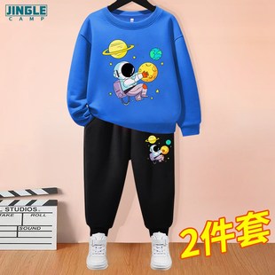 男童套装纯棉红色2024新款春秋款薄款卫衣儿童男孩中国风春装衣服