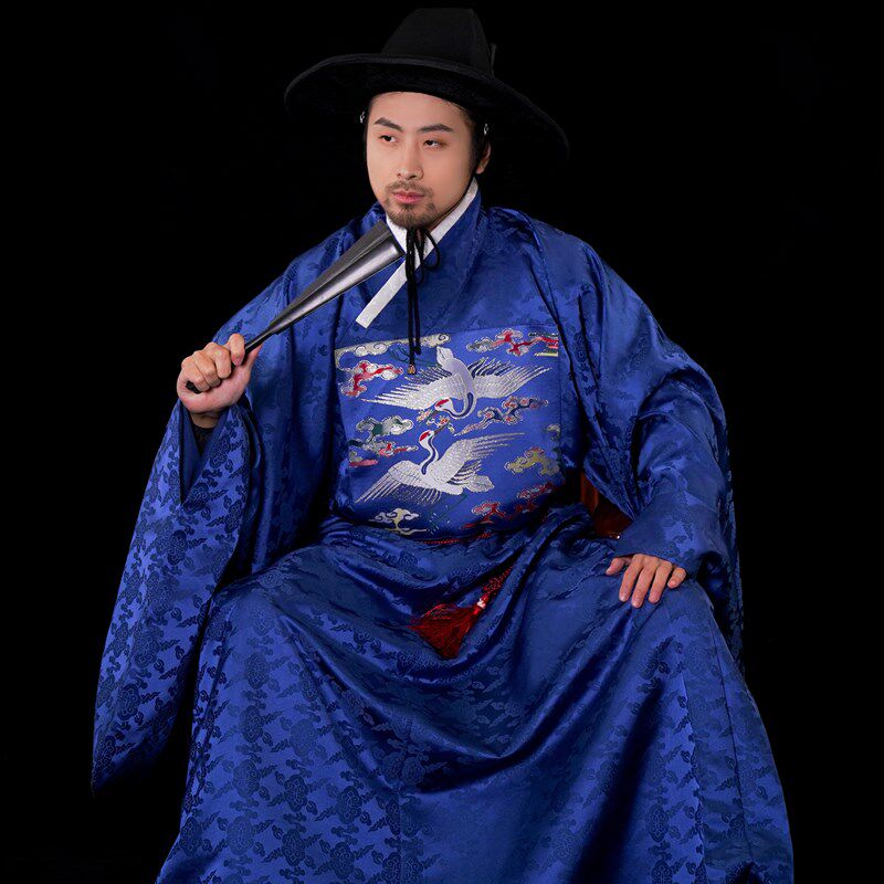 子衣明堂【仙鹤斗牛补】汉服男妆花明制道袍圆领袍贴里婚礼服定制