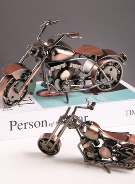 铁艺摩托车金属机车模型创意家居桌面小摆设酒柜电视柜装饰品摆件