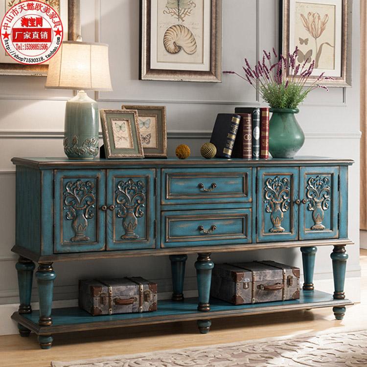 美式门厅玄关台长条餐边桌隔断端景欧式靠墙边电视柜客厅沙发背几