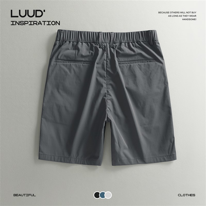 LUUD 轻奢提花条纹理男款休闲短裤修身直筒中裤夏季透气百搭西裤