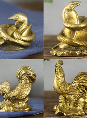 纯铜十二生肖摆件全套铜鼠牛虎兔龙蛇马羊猴鸡狗猪补角家居工艺品