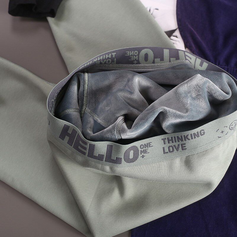 秋冬季防寒加绒加厚男生保暖裤青年男士秋裤素色不倒绒毛裤绒裤