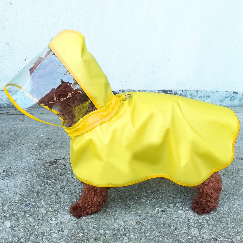 狗狗雨衣泰迪比熊柯基雪纳瑞小型犬雨披全包防水衣服带牵引绳