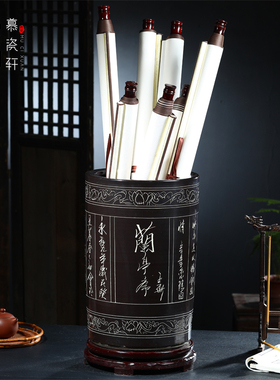 中式落地花瓶陶瓷器书画缸卷轴缸书房客厅字画桶收纳箭筒插花摆件