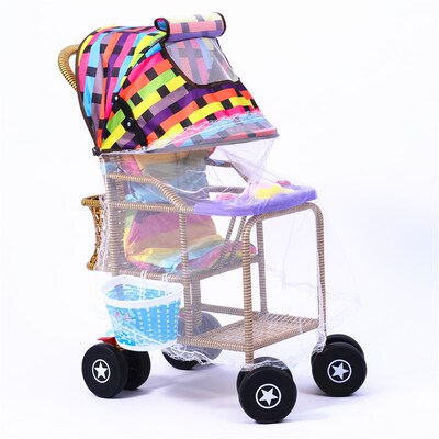 宝宝竹藤轻便推车婴儿藤编车儿童藤椅坐式音乐手推车夏季夏天童车