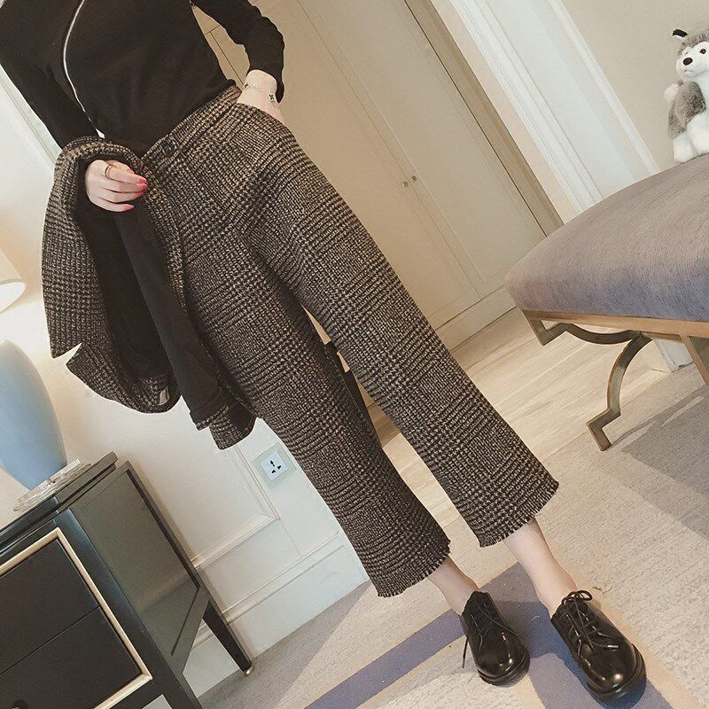 马甲两件套女款春秋2024时尚气质洋气大码毛呢西装马夹阔腿裤套装