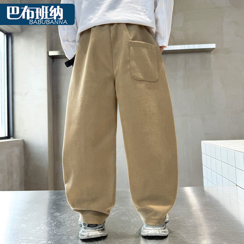 男童裤子春装2025新款儿童弯刀裤大童休闲裤春秋款男孩直筒宽松潮