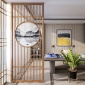新中式 屏风隔断客厅入户门玄关全实木花格镂空办公室遮挡座屏定制
