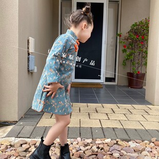 豆豆家儿童旗袍女童秋冬季连衣裙女宝宝灯芯绒旗袍裙小女孩碎花裙