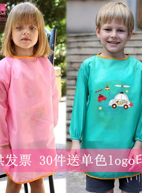 环保款儿童防水画画衣男女童围裙学生幼儿园反穿衣宝宝美术罩衣夏