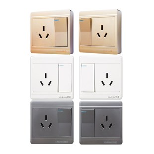 明装一开三孔16A插座带开关大功率空调热水器断电插座两开6孔八孔