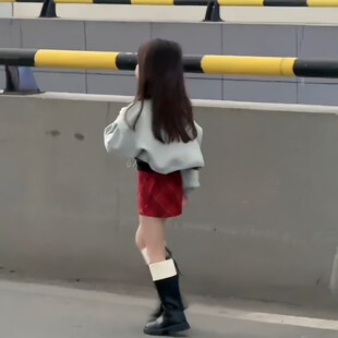 女童春秋红色格子包臀裙儿童洋气高腰圣诞毛呢a字裙复古半身短裙