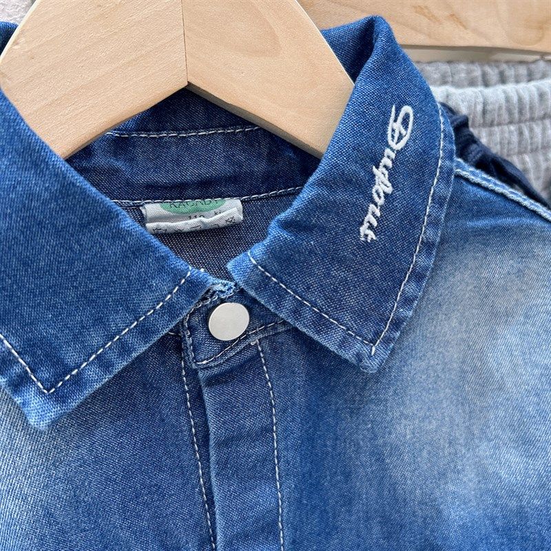 男童牛仔衬衫春秋款儿童薄外套2024新款洋气男孩翻领秋装长袖衬衣,童装/婴儿装/亲子装,儿童牛仔衬衫,淘宝优惠券,粉丝福利购,淘宝优惠卷