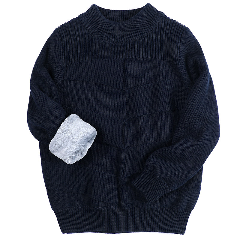 儿童加绒加厚毛衣冬季男童秋冬款半高领针织衫保暖中领毛线衣童装