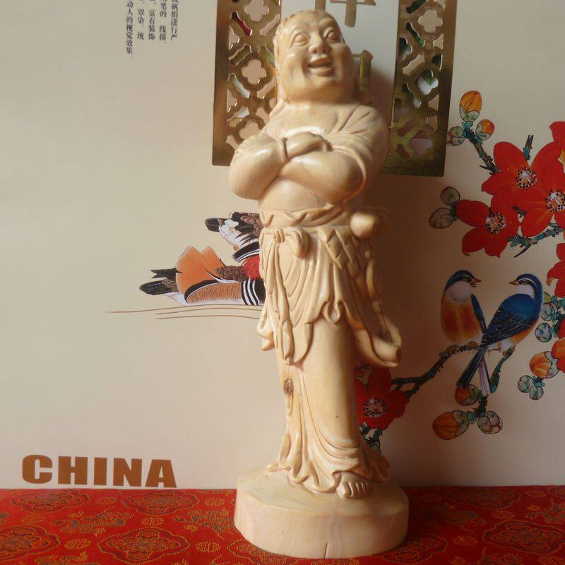 小叶黄杨木雕 佛像 工艺礼品 摆件 招财纳福 欢喜葫芦笑佛