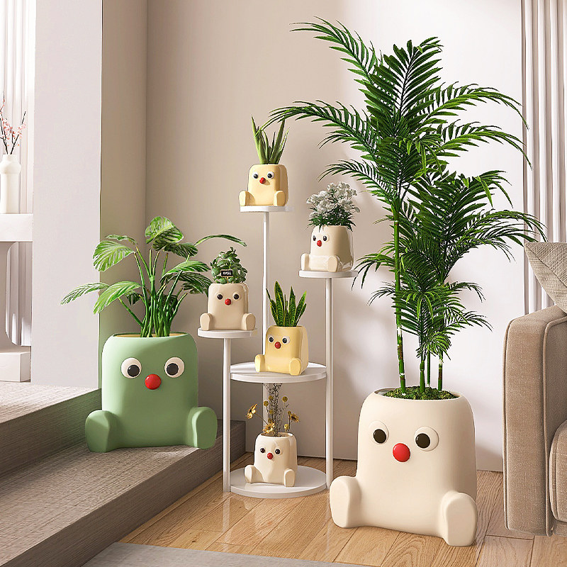 创意花盆陶瓷特大号简约奶油风个性家居装饰摆件仿真绿植多肉花器