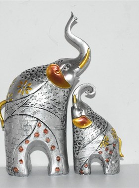 新中式大象母子玄关桌面电视柜酒柜客厅摆件家居装饰品高档次礼物