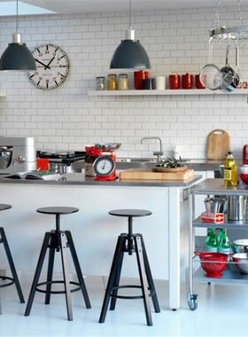 包邮达夫利高脚酒吧凳黑色铁艺座位高度可调节模特美式做旧吧台椅