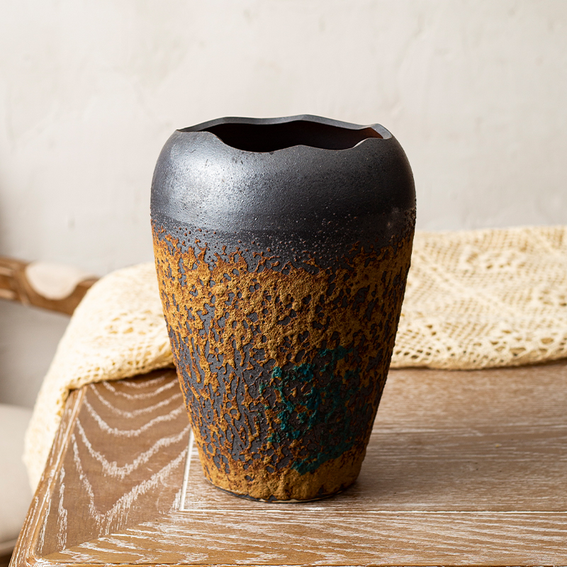 景德镇多肉切口老桩透气法师盆大口花盆缺口复古悬崖桩粗陶绿植