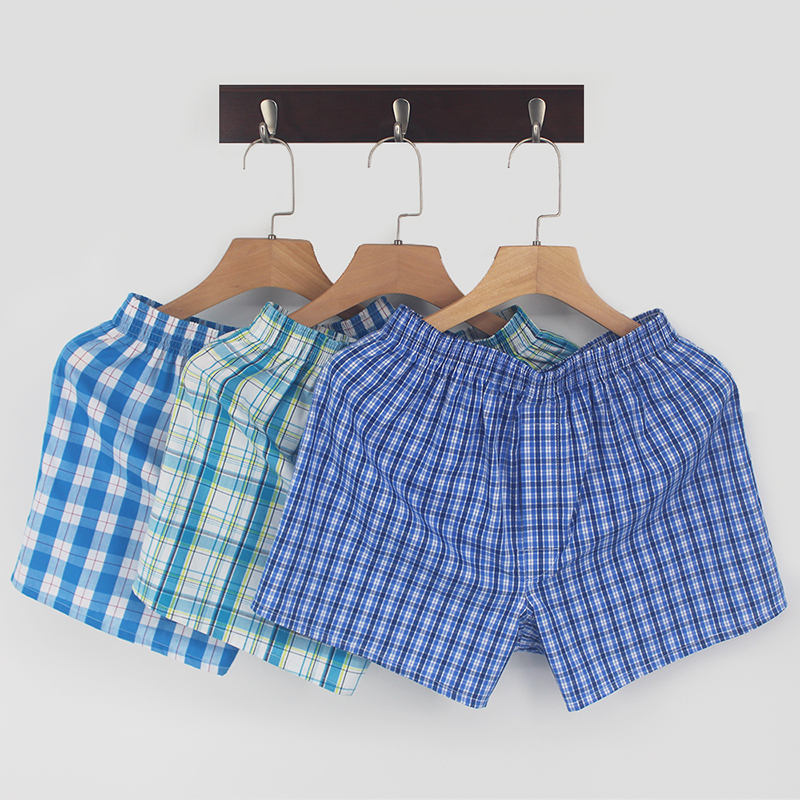 三条装阿罗裤男士纯棉宽松加大码四角内裤衩家居短睡裤舒适平角裤