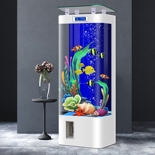 智能热弯一体成型玻璃鱼缸客厅中型金鱼缸家用生态水族箱 2023新款