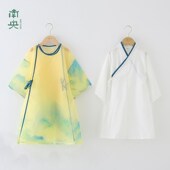 长袍国风书生古装 男孩宋制圆领袍汉服男童春秋季 广袖 儿童唐装 薄款