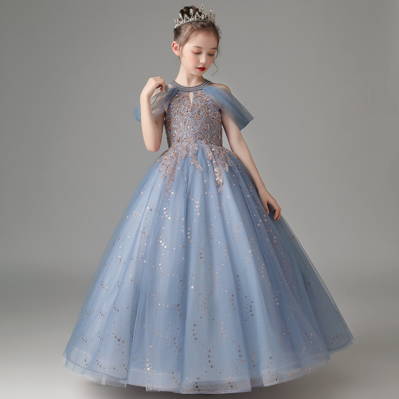 儿童礼服高端女童公主裙洋气模特走秀主持人钢琴演出服生日晚礼服