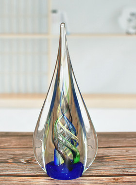 玻璃新房装饰艺术品办公室客厅玄关博山琉璃水滴摆件礼物北欧轻奢