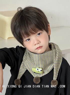 新款宝宝围巾春秋冬季薄款男女童可爱围脖卡通婴儿小孩儿童三角巾