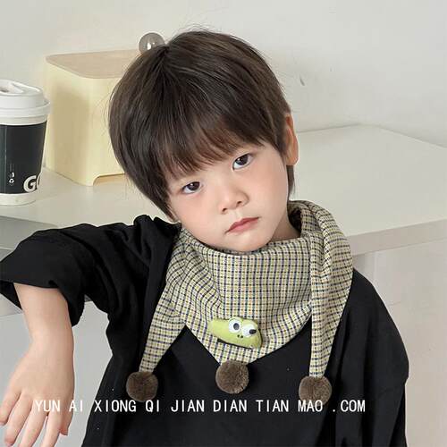新款宝宝围巾春秋冬季薄款男女童可爱围脖卡通婴儿小孩儿童三角巾