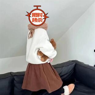 女童加绒加厚半身裙2025秋冬装新款保暖裙子学生时尚洋气百搭裙子