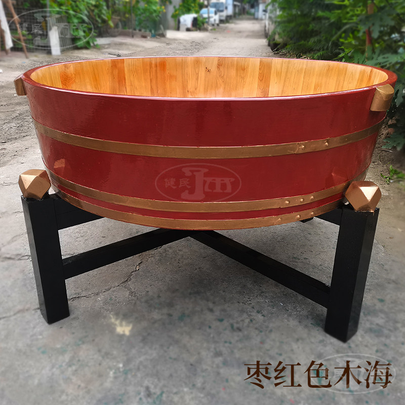 香柏木宠物金鱼缸大型鱼盆圆形养鱼盆实木古法纯手工木海健民木桶