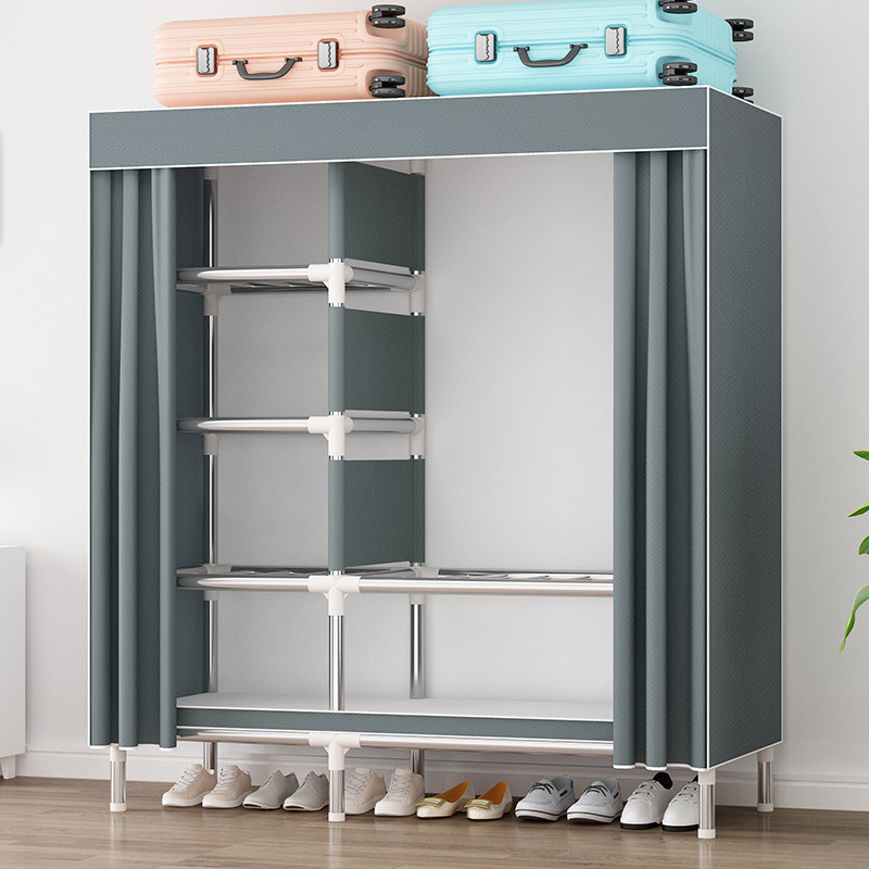 衣柜家用卧室现代简约简易组装出租房加厚加粗全钢架经济型布衣橱