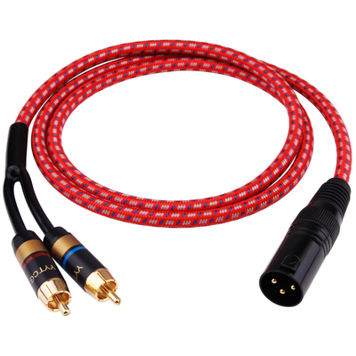 YYTCG发烧卡侬母/公转双莲花线 XLR转2RCA一分二功放调音台音频线