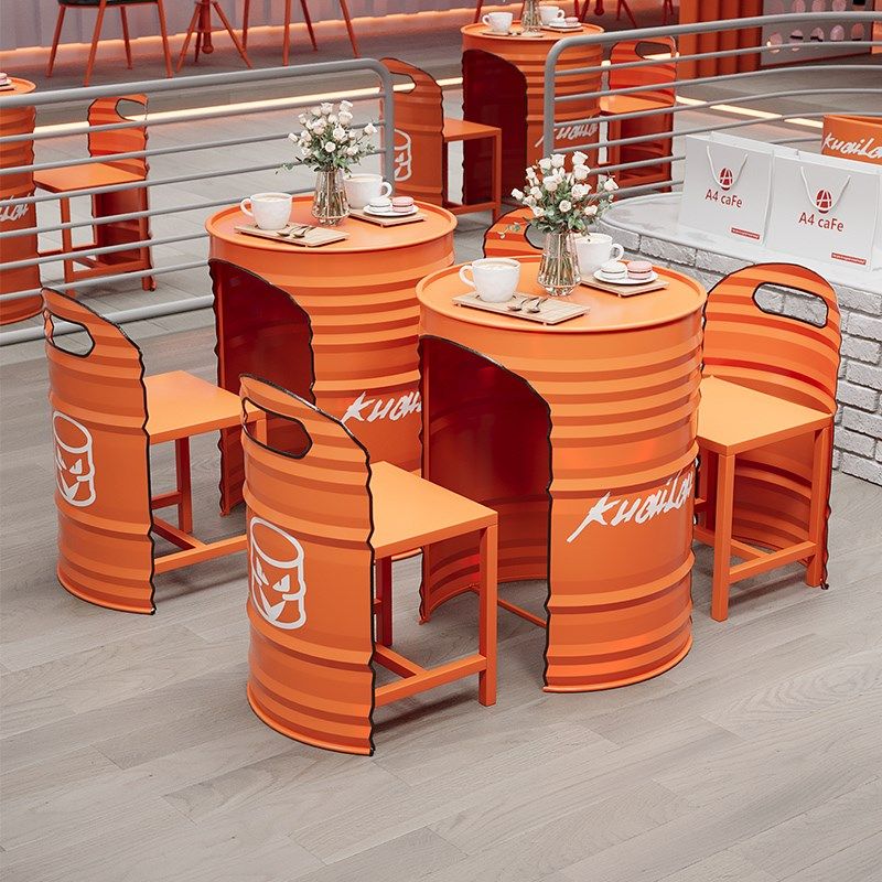 奶茶店桌椅组合网红创意工业风咖啡厅甜品店户外外摆铁艺卡座沙发