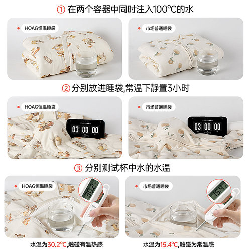 霍格Hoag有机棉睡袋婴儿秋冬款恒温婴幼儿宝宝防踢被儿童分腿睡衣