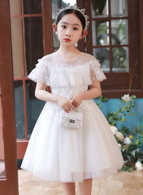 女童洋气连衣裙夏季2022新款儿童装裙子公主裙蓬蓬纱白色礼服夏装