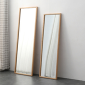 喜盈森北欧卧室简约试穿衣镜实木边框落地立体家用壁挂全身镜