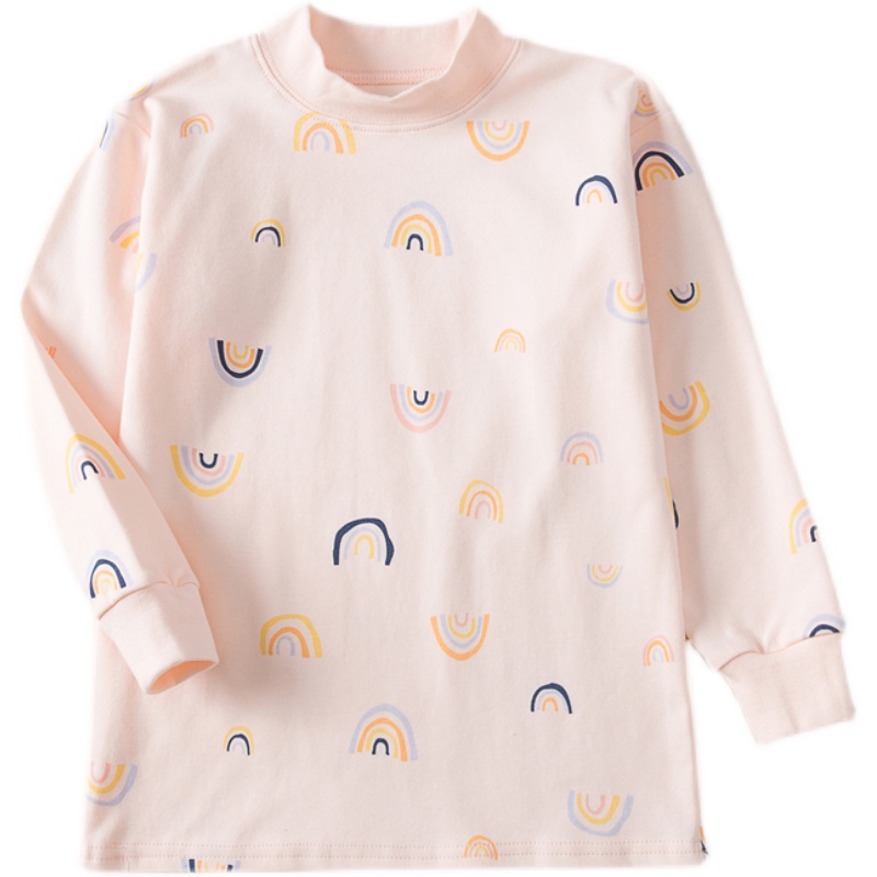 文波女童秋衣上衣单件纯棉儿童内衣女孩中大童线衣宝宝高领棉毛衫