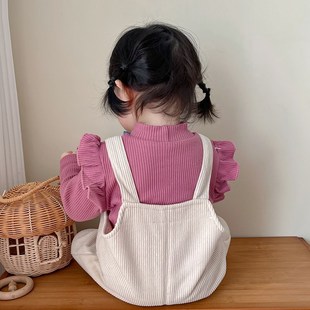 超萌婴儿服冬款外出加绒加厚女宝宝背带裤套装婴幼儿衣服秋冬季