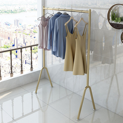 服装店展示架金色服装架女装店货架落地式挂衣架子陈列架轻奢风