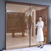 春夏季 防蚊网门帘魔术贴高档磁性纱窗加密加厚卧室条纹软纱门静音