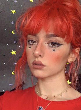 假发女亮橙色短卷发网红街拍空气刘海蓬松梨花头圆脸梨花头假发套