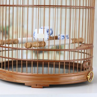 绣眼黄鸟文鸟玉鸟柳莺竹鸟笼抽屉活底紫竹老竹竹皮抛光红子竹鸟笼