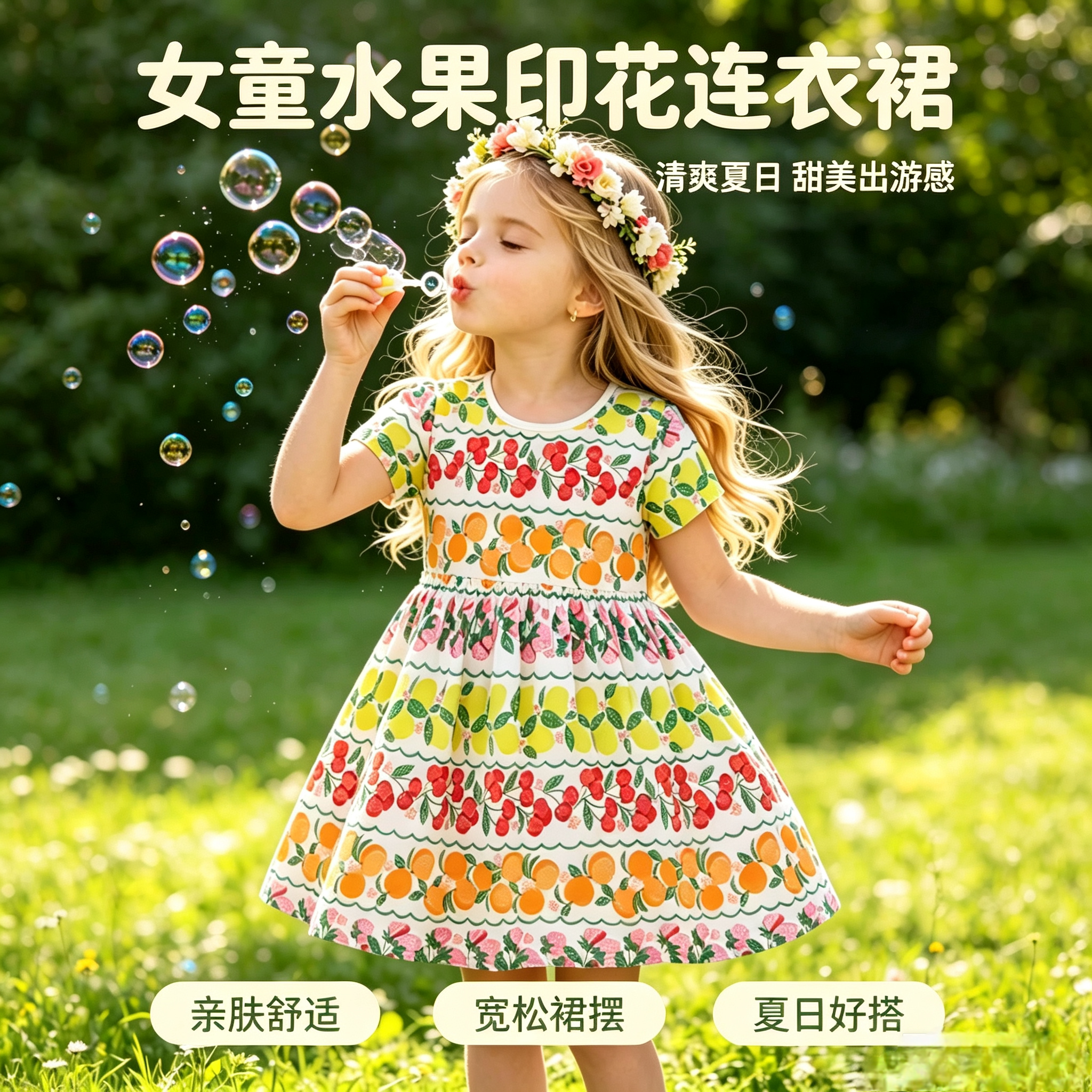 女童夏季连衣裙儿童春秋纯棉印花连衣裙spring&summer girl dress