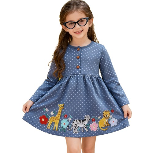 女童长袖连衣裙春秋纯棉刺绣儿童裙斑点裙spring&fall girl dress