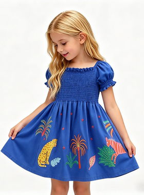 女童春夏连衣裙儿童夏季纯棉刺绣连衣裙spring&summer girl dress