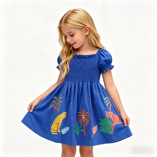 女童春夏连衣裙儿童夏季纯棉刺绣连衣裙spring&summer girl dress