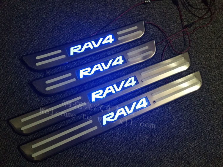 07-19款RAV4带灯LED门槛条 rav4荣放迎宾灯踏板脚踏板不锈钢改装